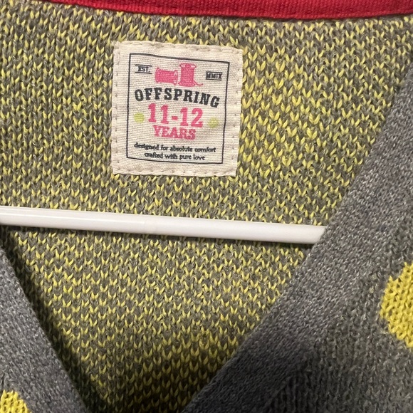 Gray and Yellow Polka Dot Cardigan with Black Pants - Picture 4 of 6